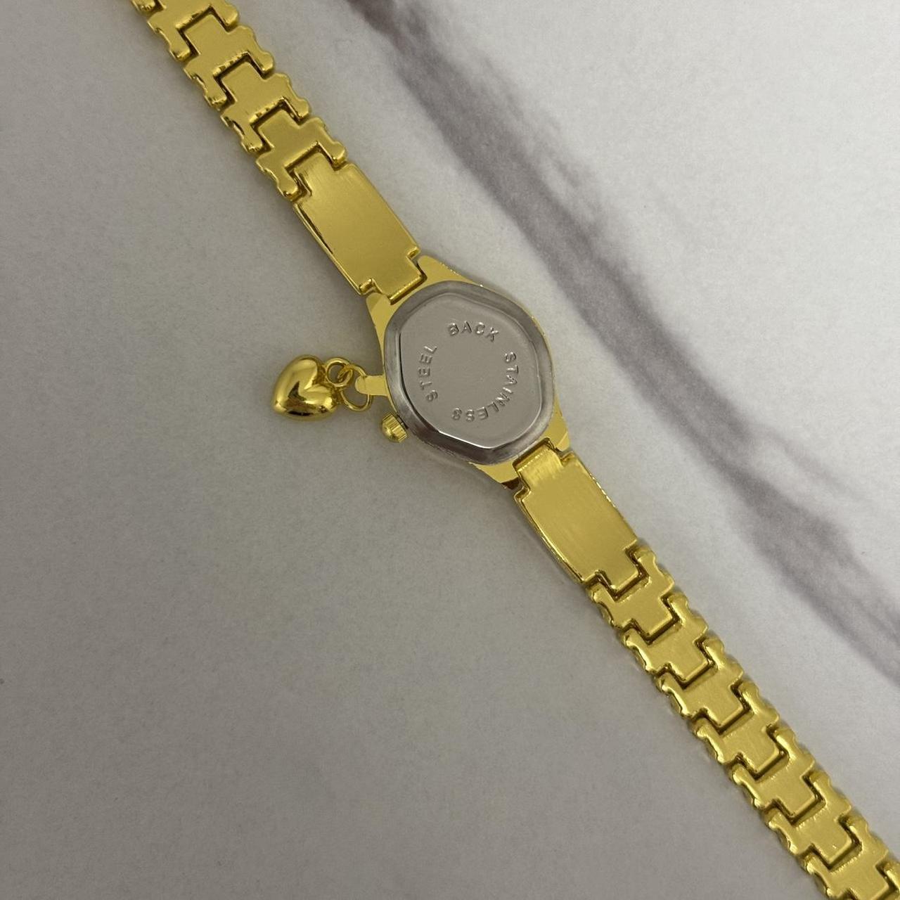 Gold/Pink Mini Watch Heart Charm