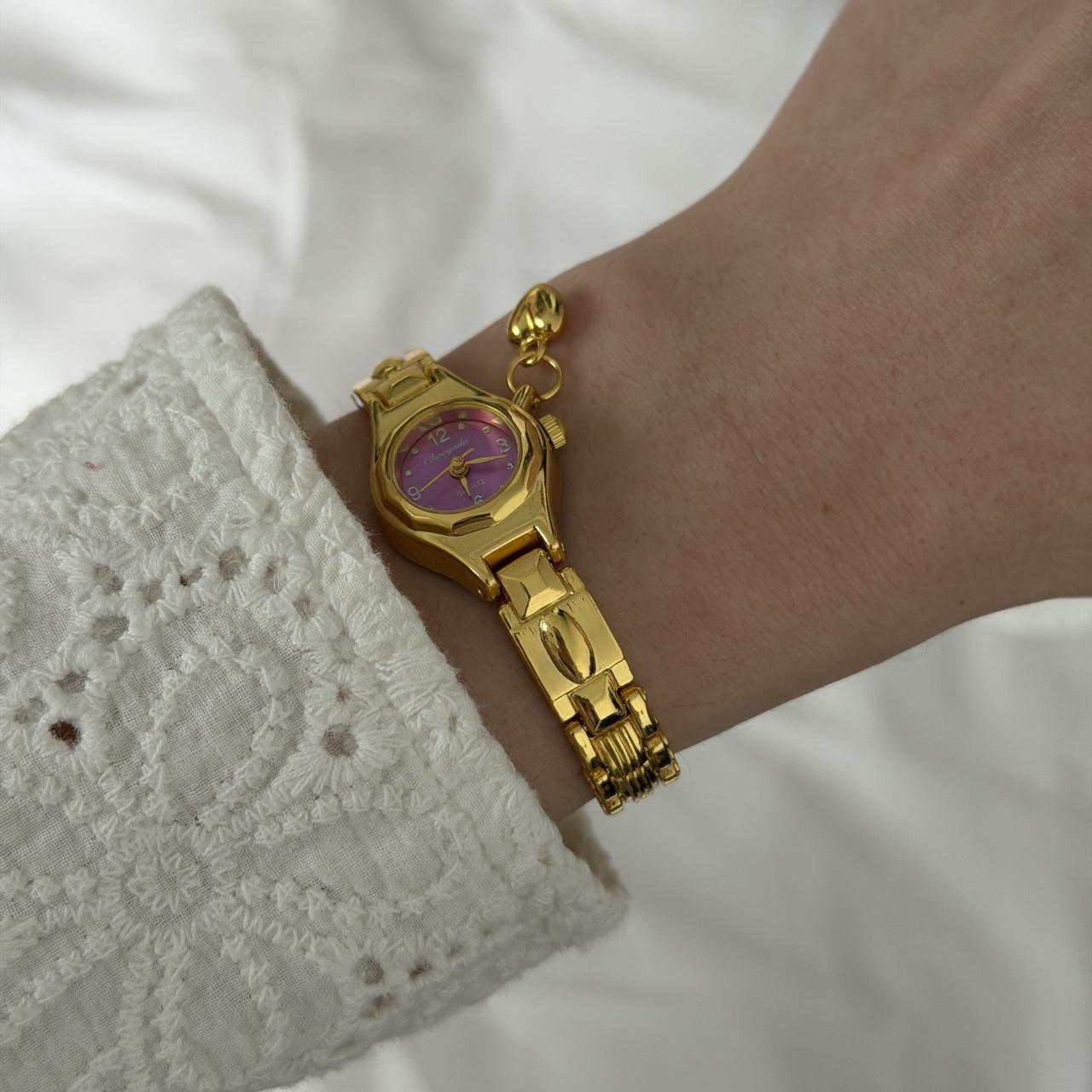 Malvina Gold/Purple Watch Heartr Charm