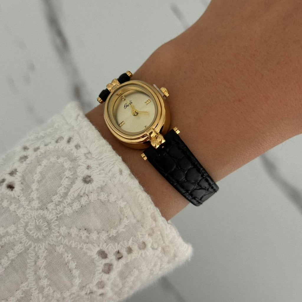 Oval Black/Gold Watch
