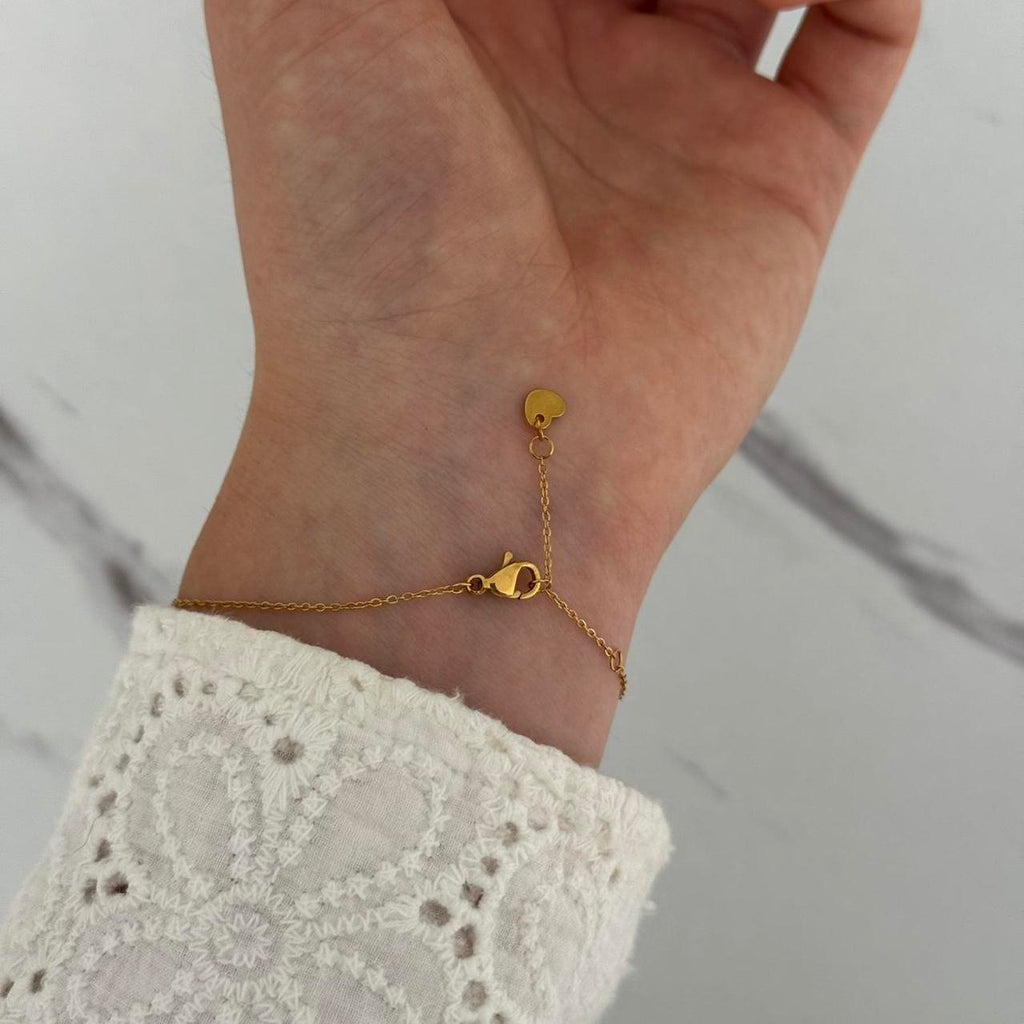 Gold Moon Shape Zircon Stone Bracelet