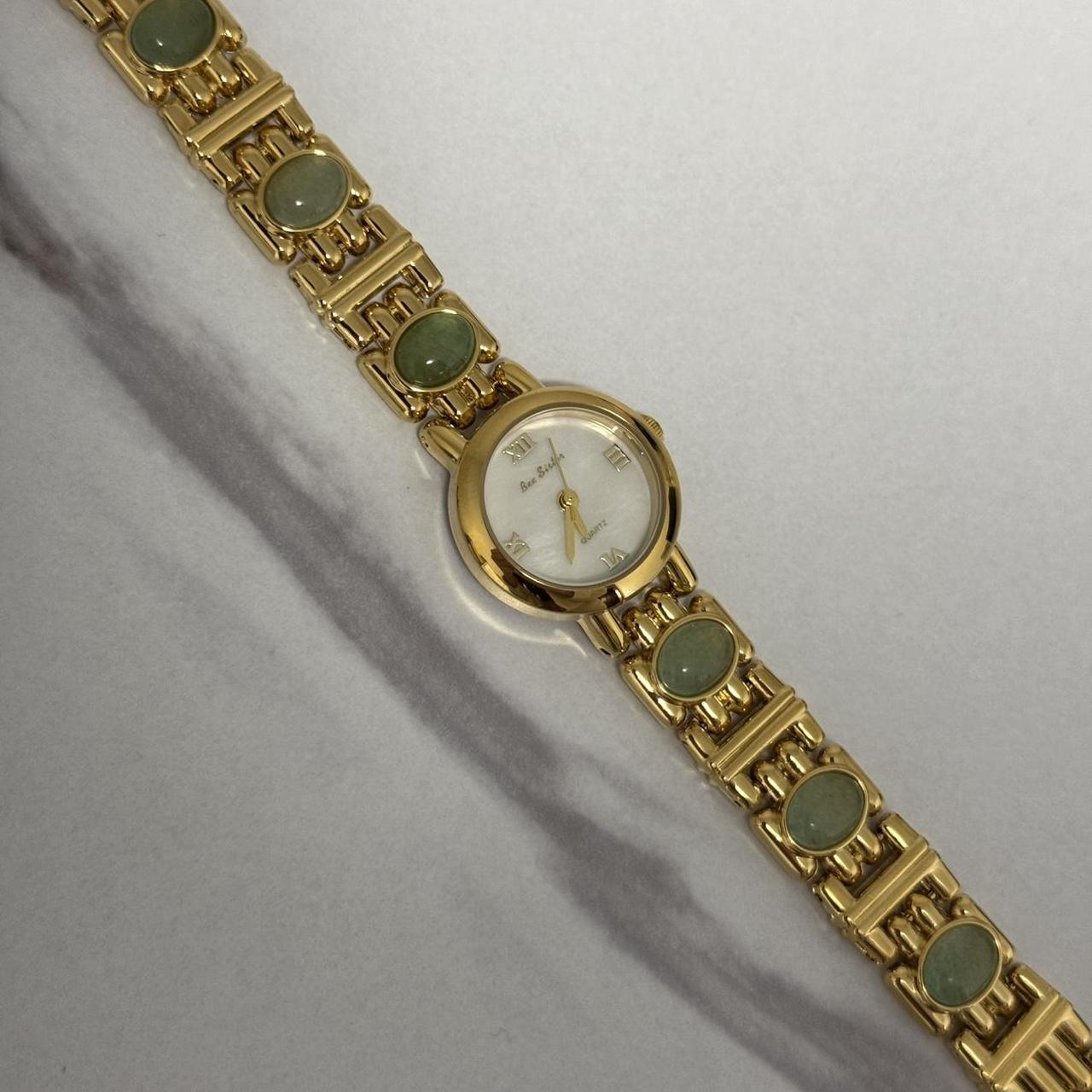 Gold/Green Stones Watch