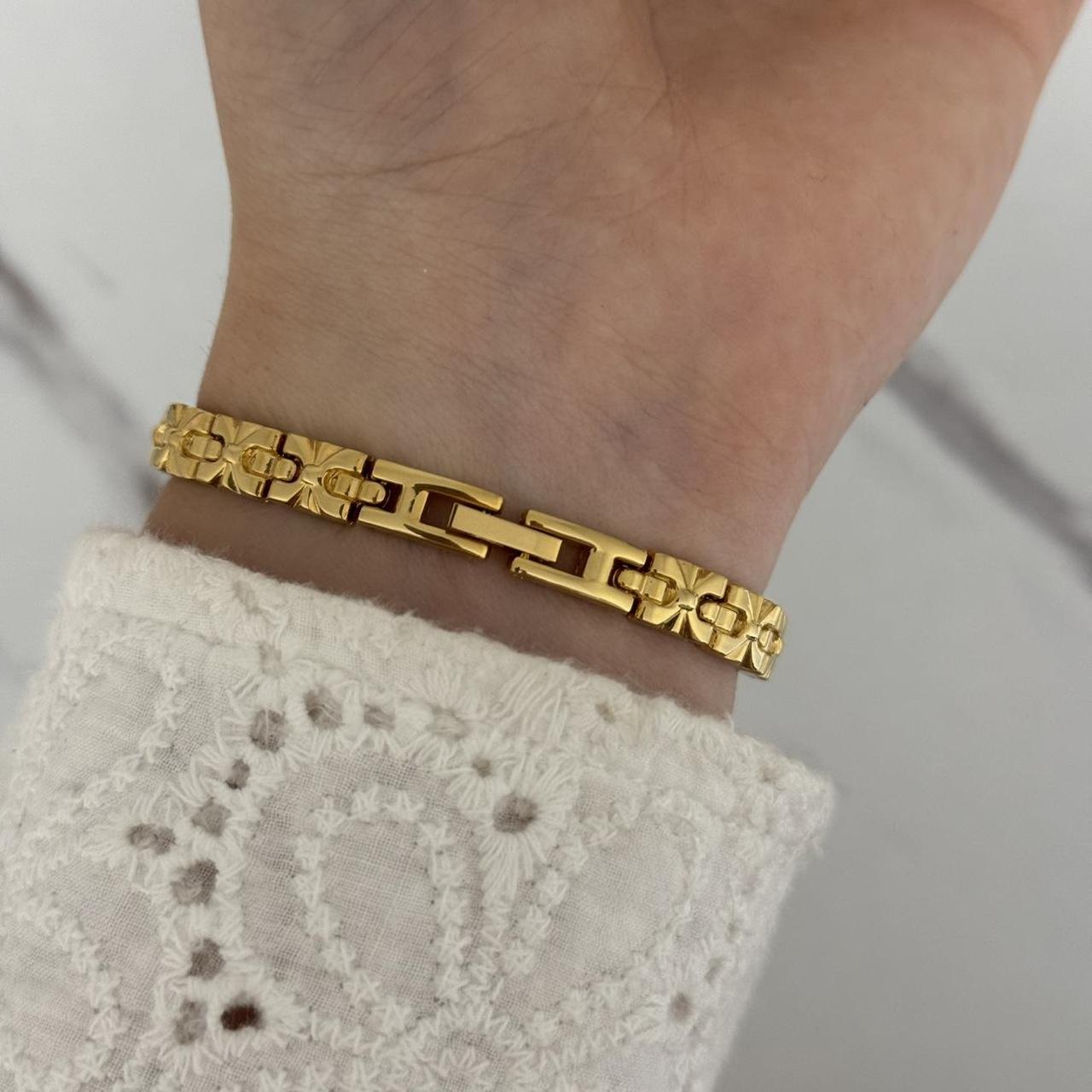 Elina Gold Watch Green Stones