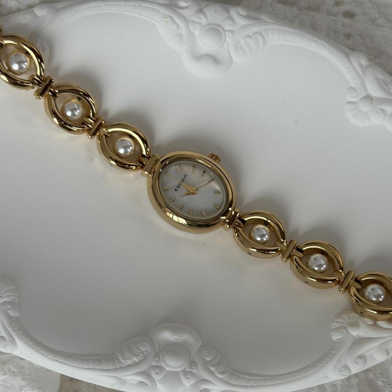 Gold mini watch pearls