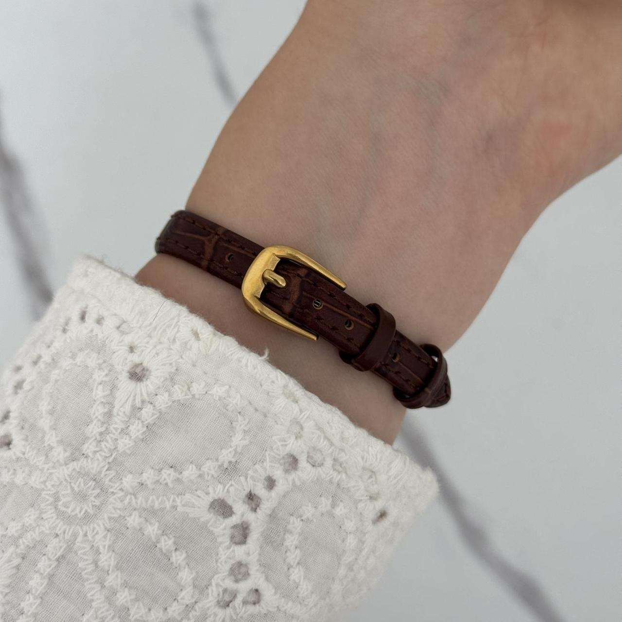 Watch Gold Brown Leather Strap