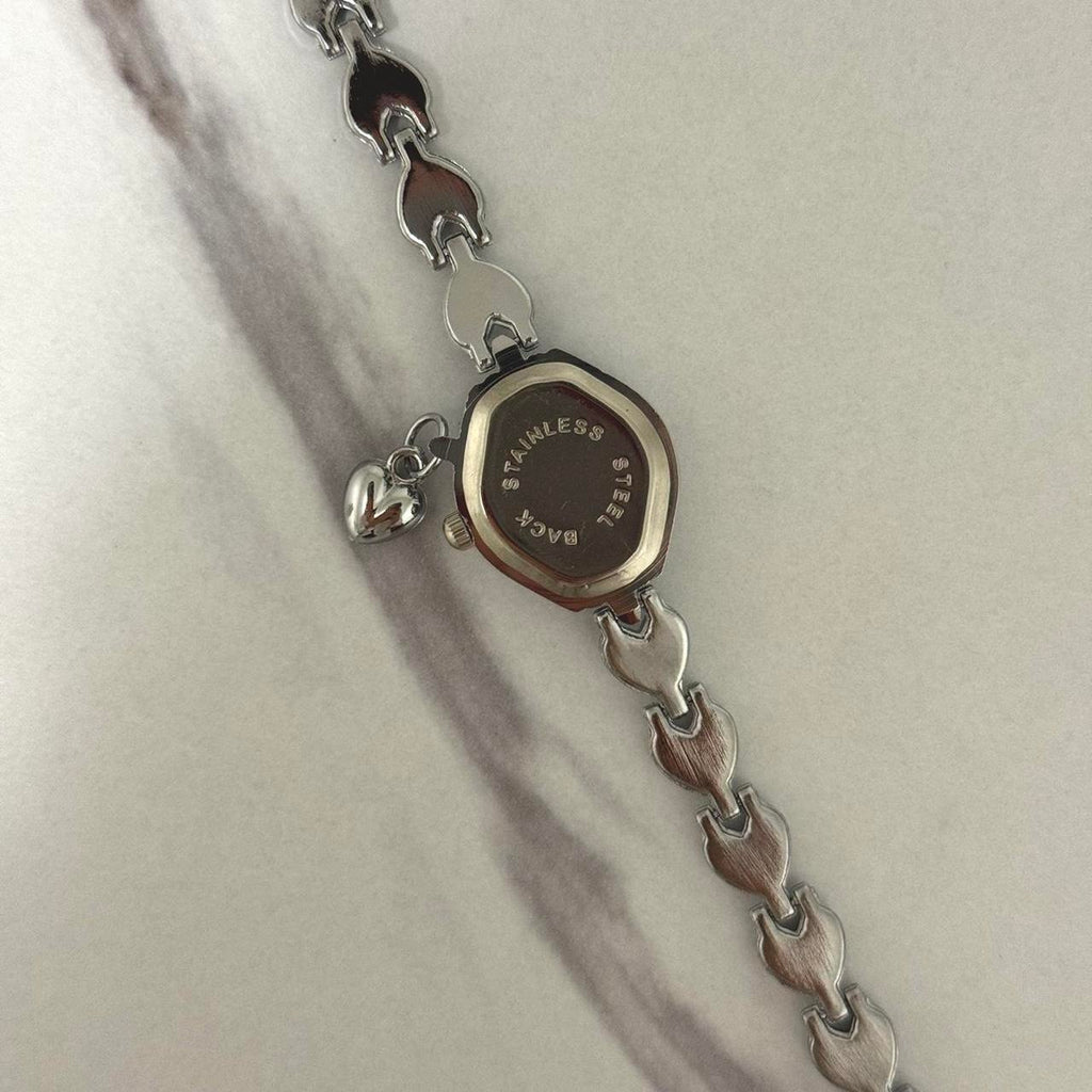 Silver/Pink Mini Watch Heart Charm