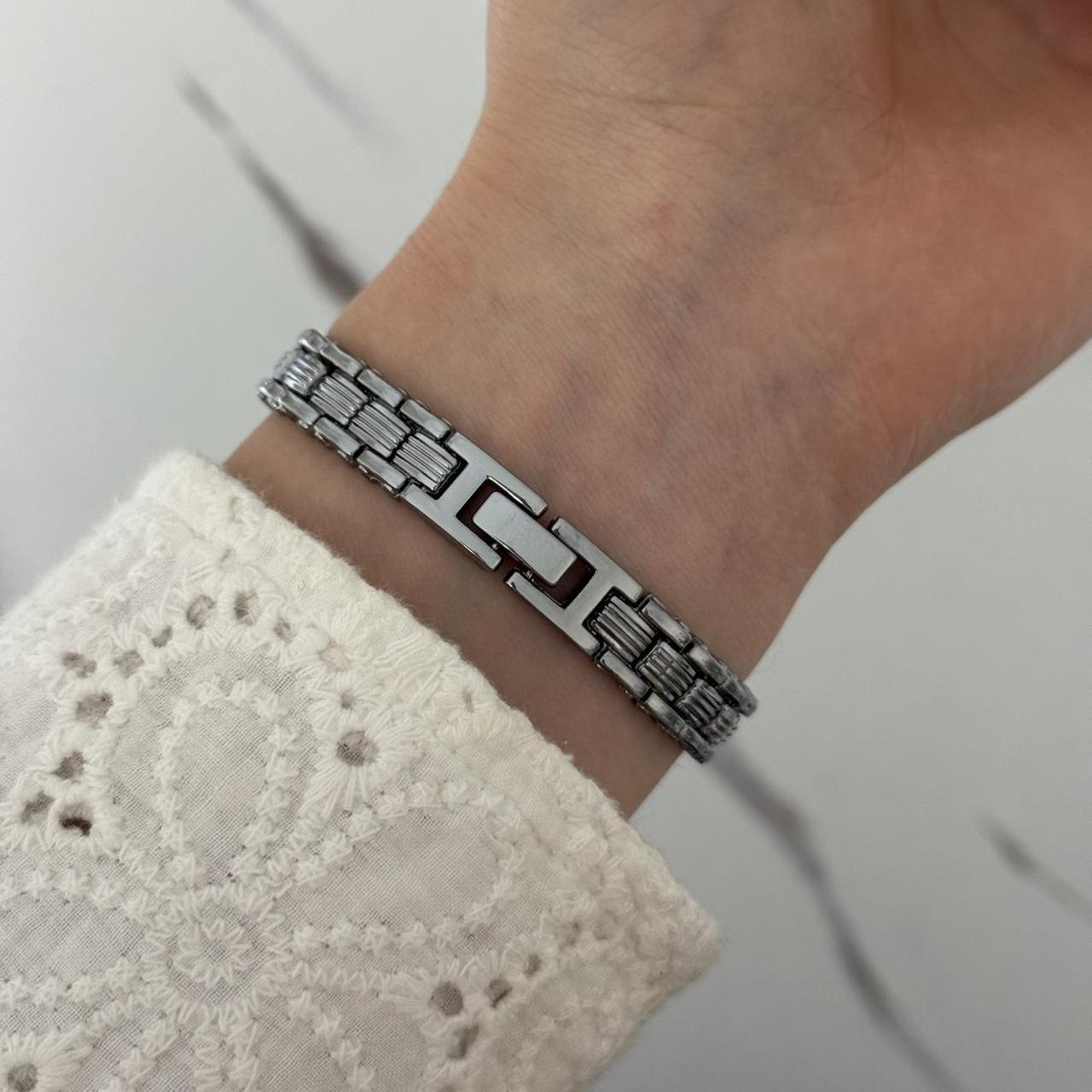 Silver Blue Watch Bracelet Heart Charm