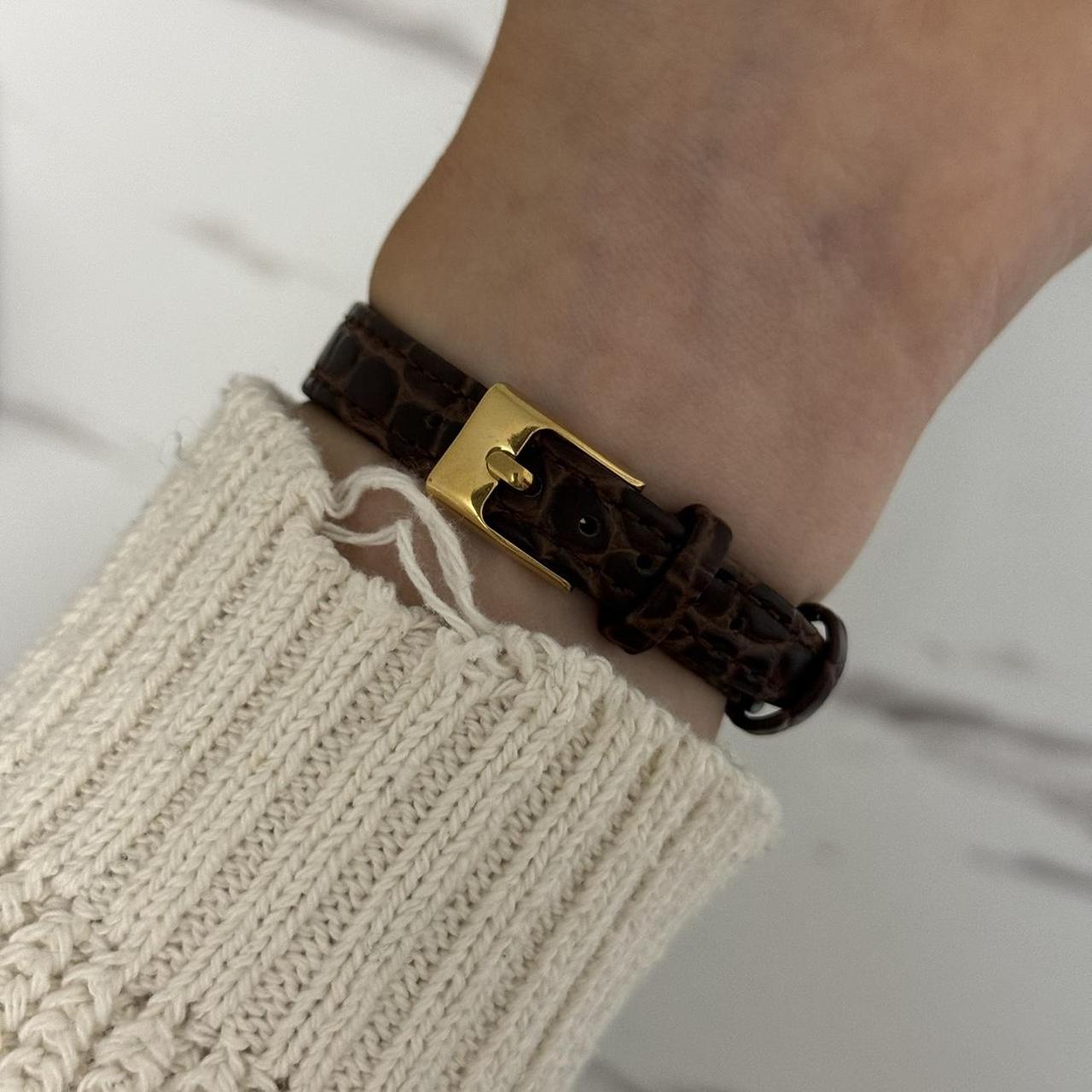 Gold Watch Brown Leather Strap