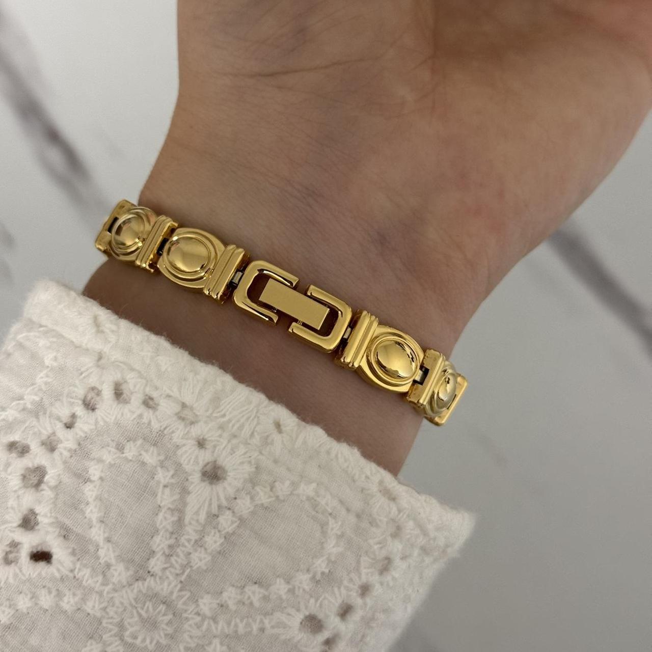 Gold/Green Stones Watch