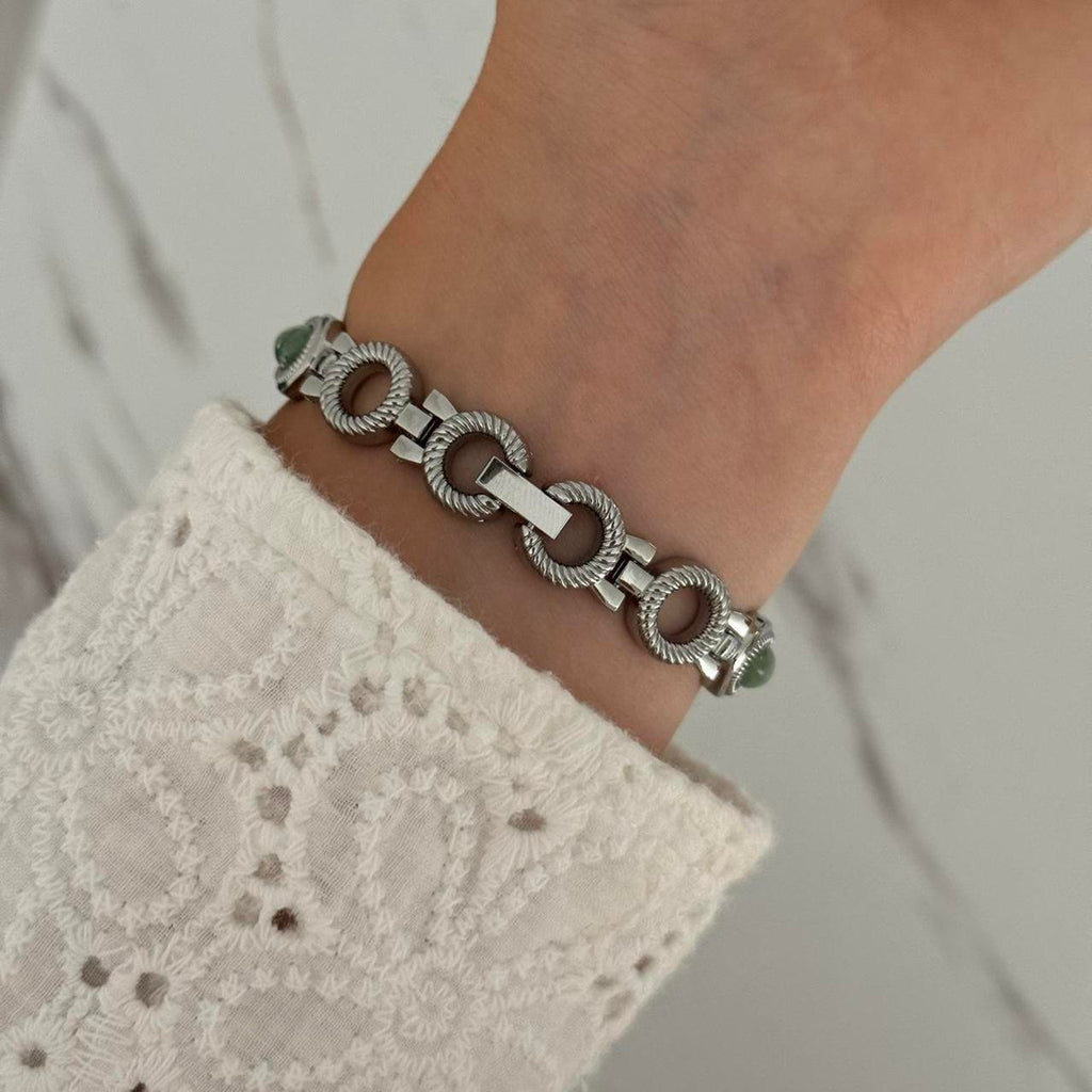 Silver/Green Watch Bracelet