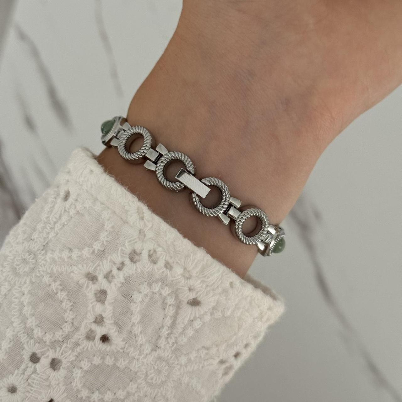 Silver/Green Watch Bracelet