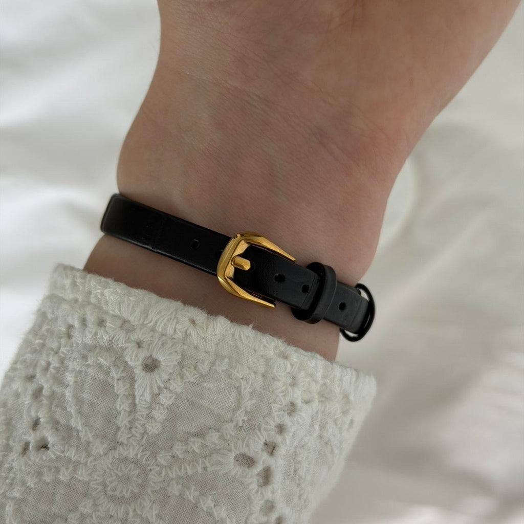 Gold/White Square Watch Leather Band