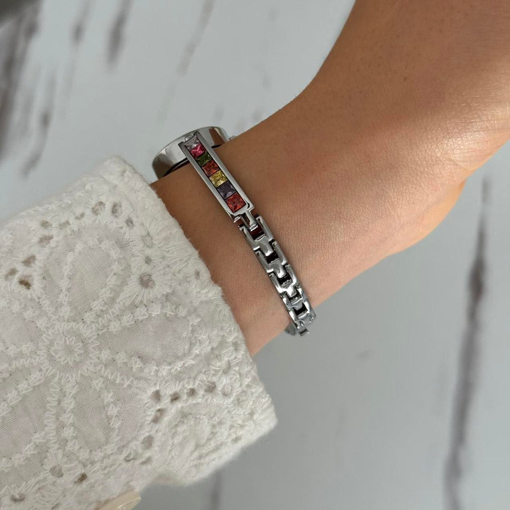 Watch multicoloured zircon stone