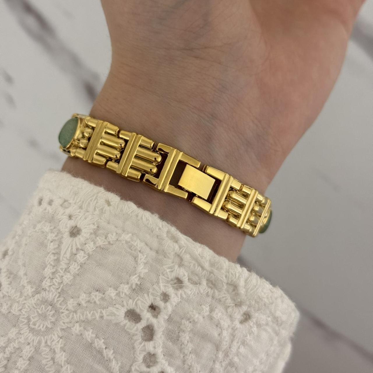 Gold/Green Stones Watch