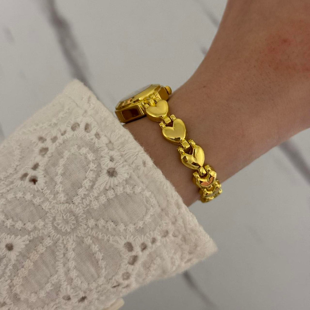 Gold/Black Mini Watch Heart Charm