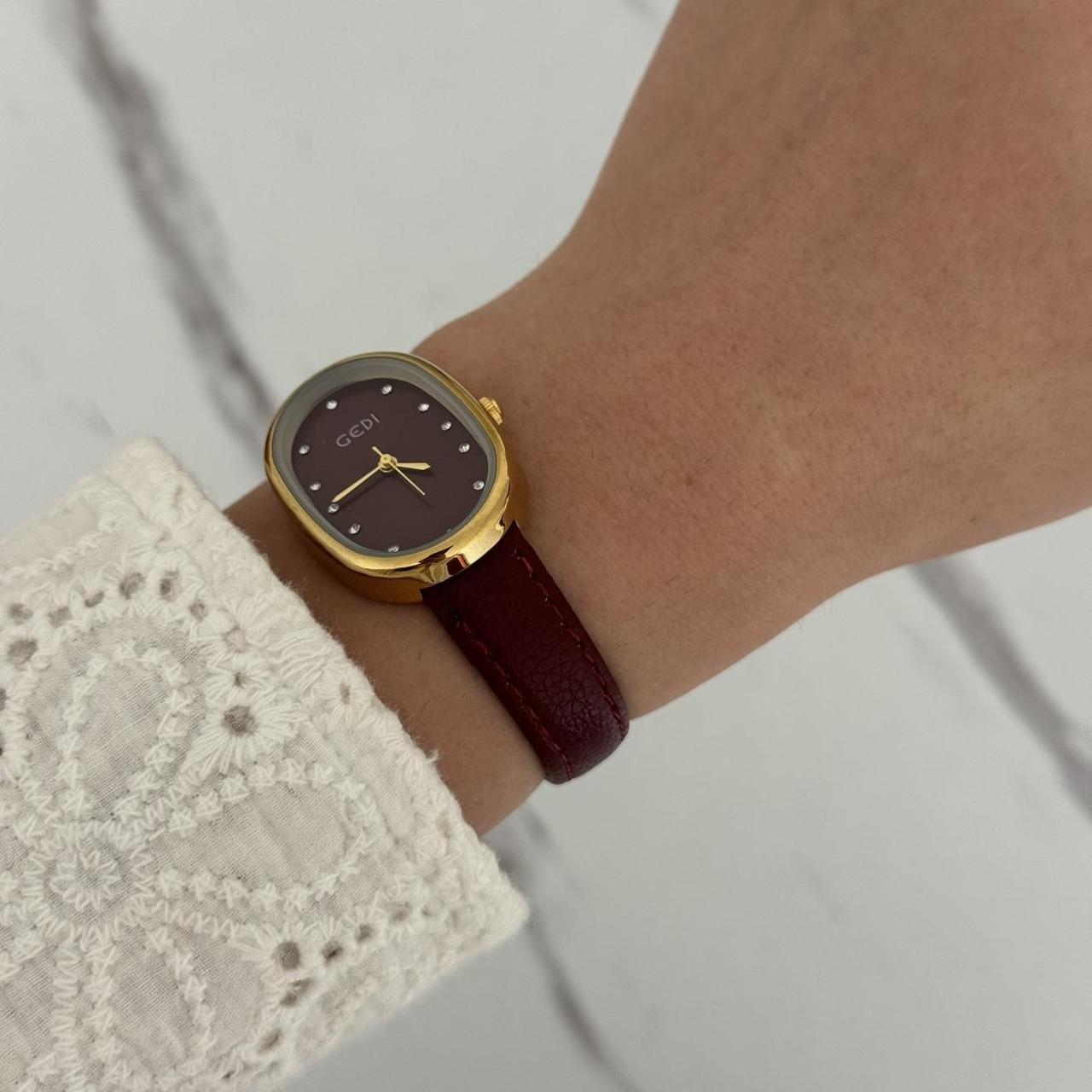 Retro Burgundy/Gold Watch