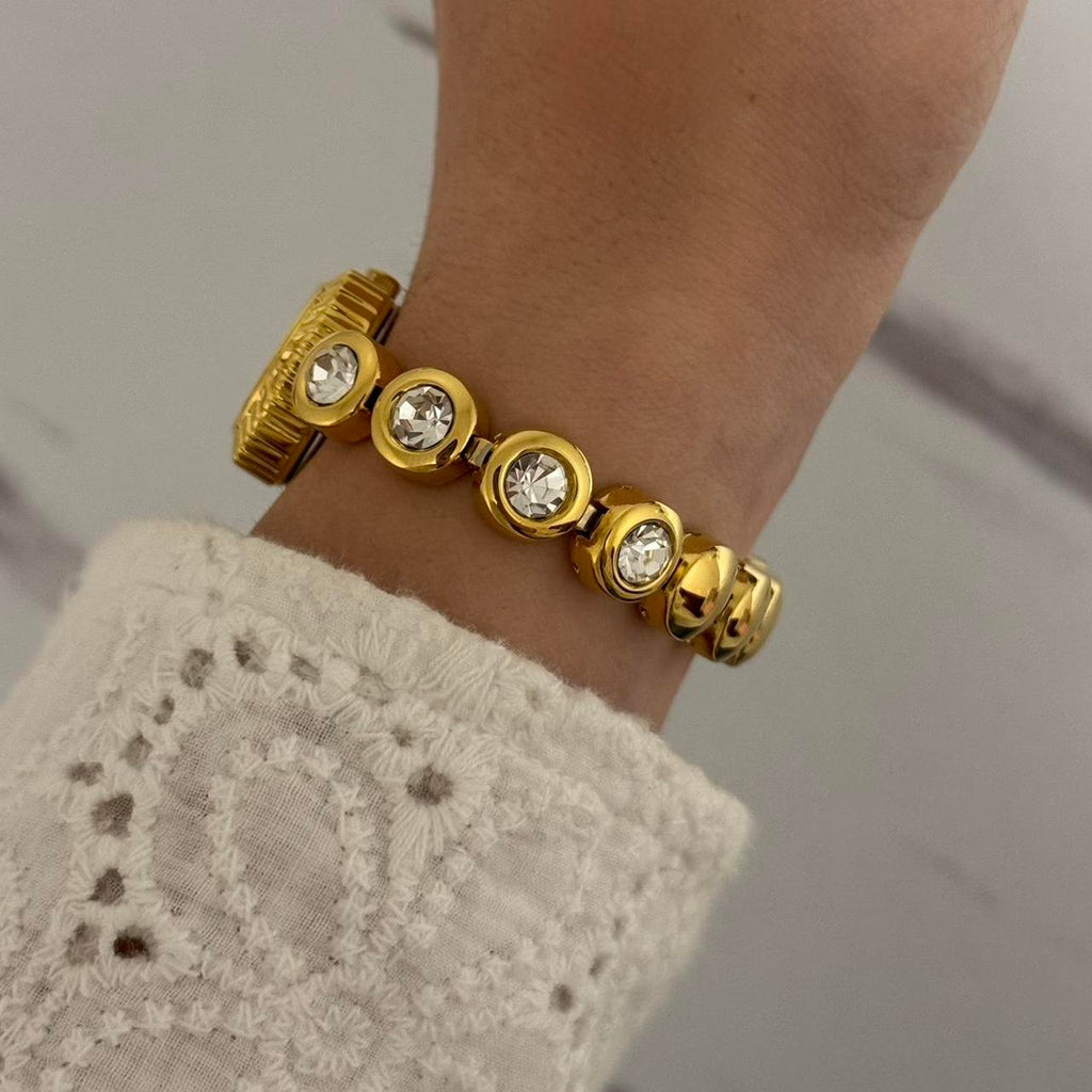 Gold Watch Bracelet Zircon Stones