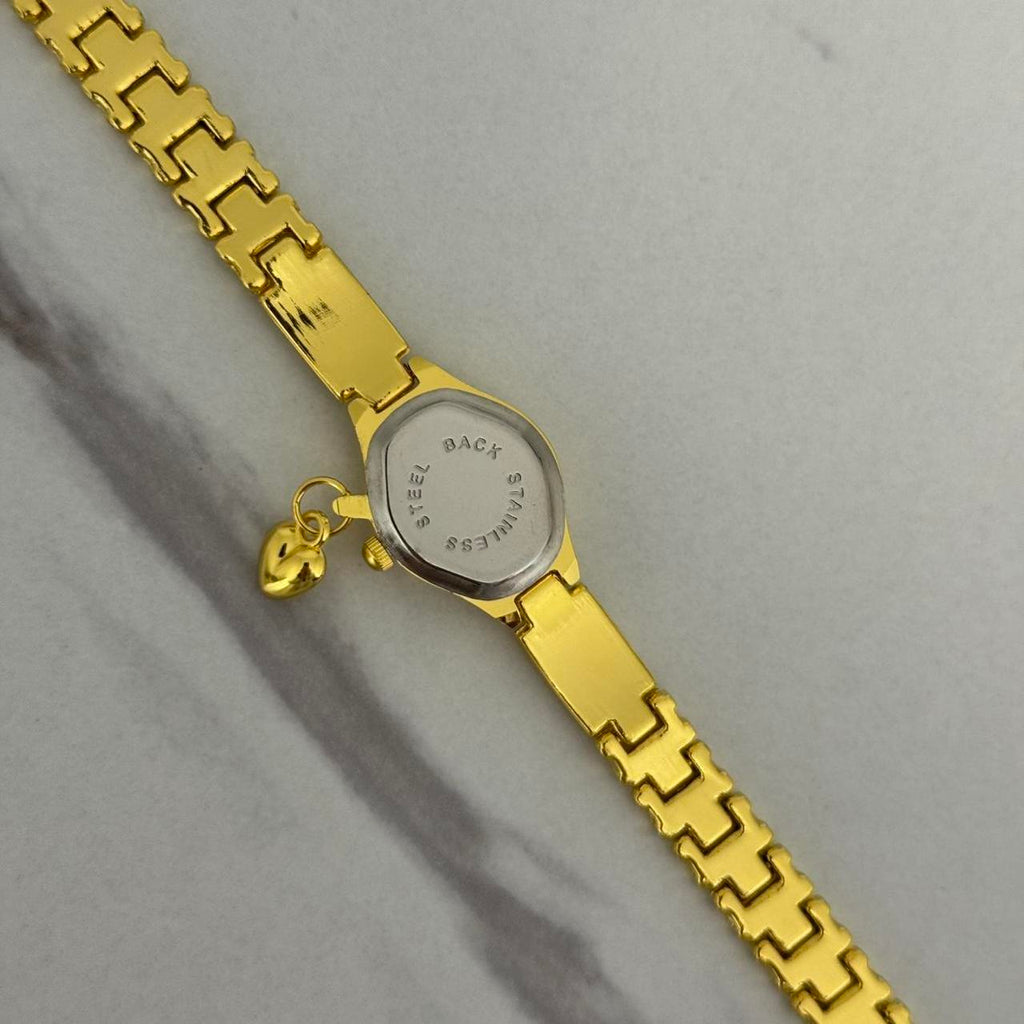 Gold/Blue Mini Watch Heart Charm