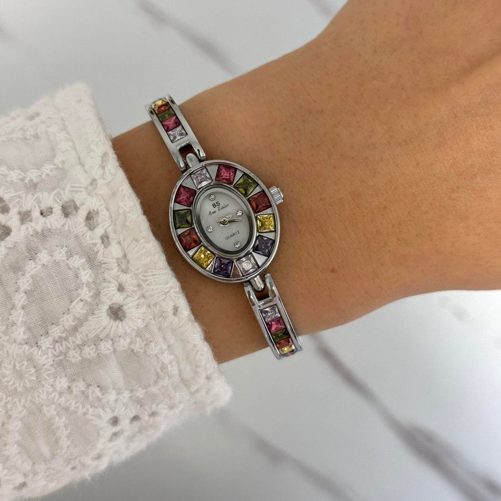 Watch multicoloured zircon stone