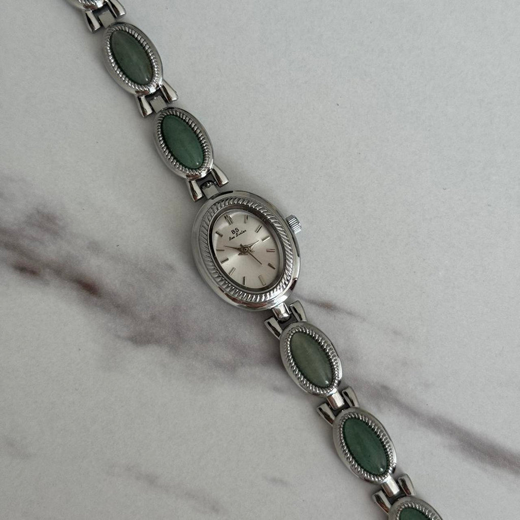 Silver/Green Watch Bracelet