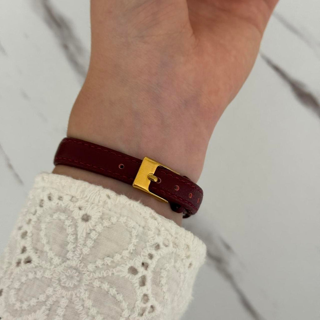 Retro Burgundy/Gold Watch