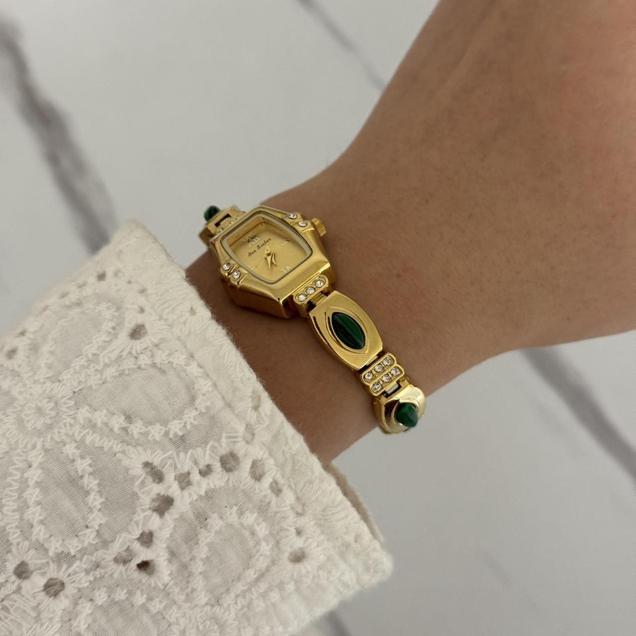 Gold/Multicolour Stones Watch