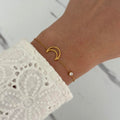 Gold Moon Shape Zircon Stone Bracelet
