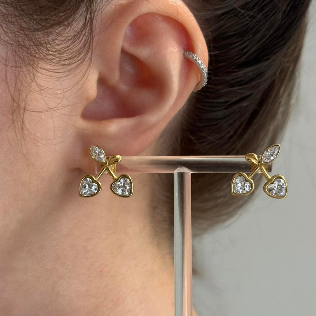 Small Gold Cherry Earrings