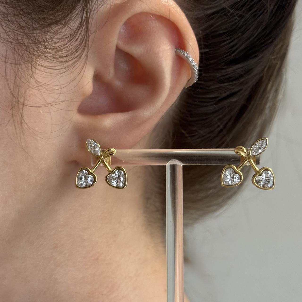 Small Gold Cherry Earrings