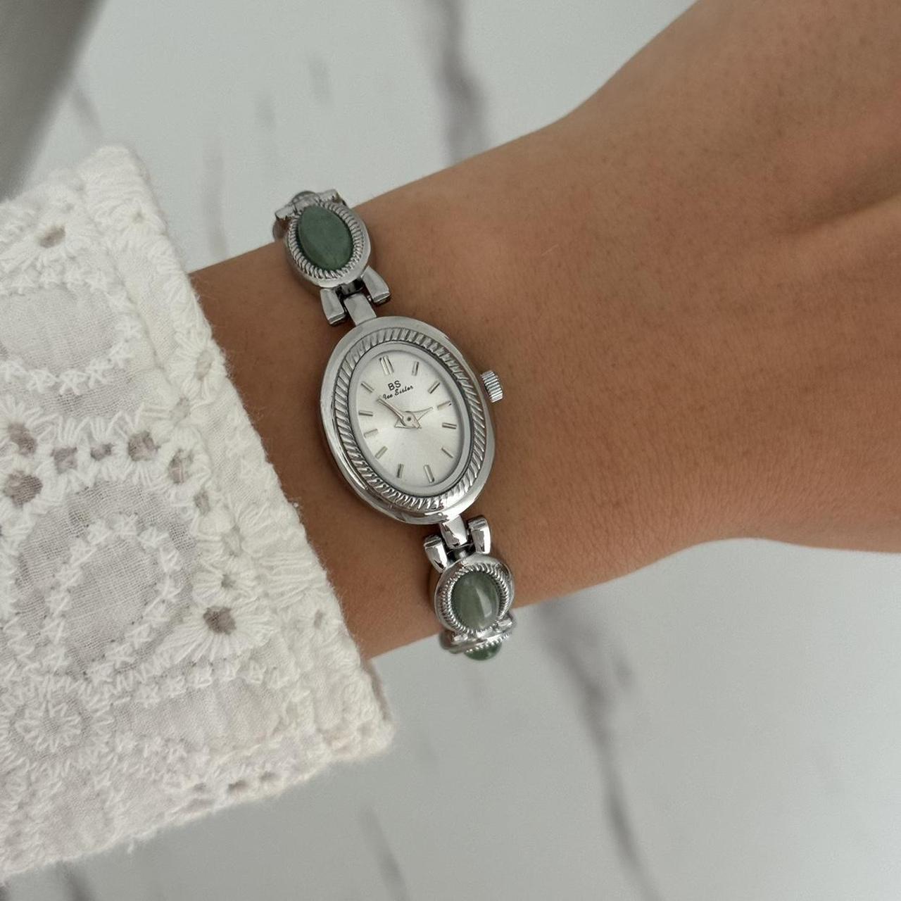 Silver/Green Watch Bracelet