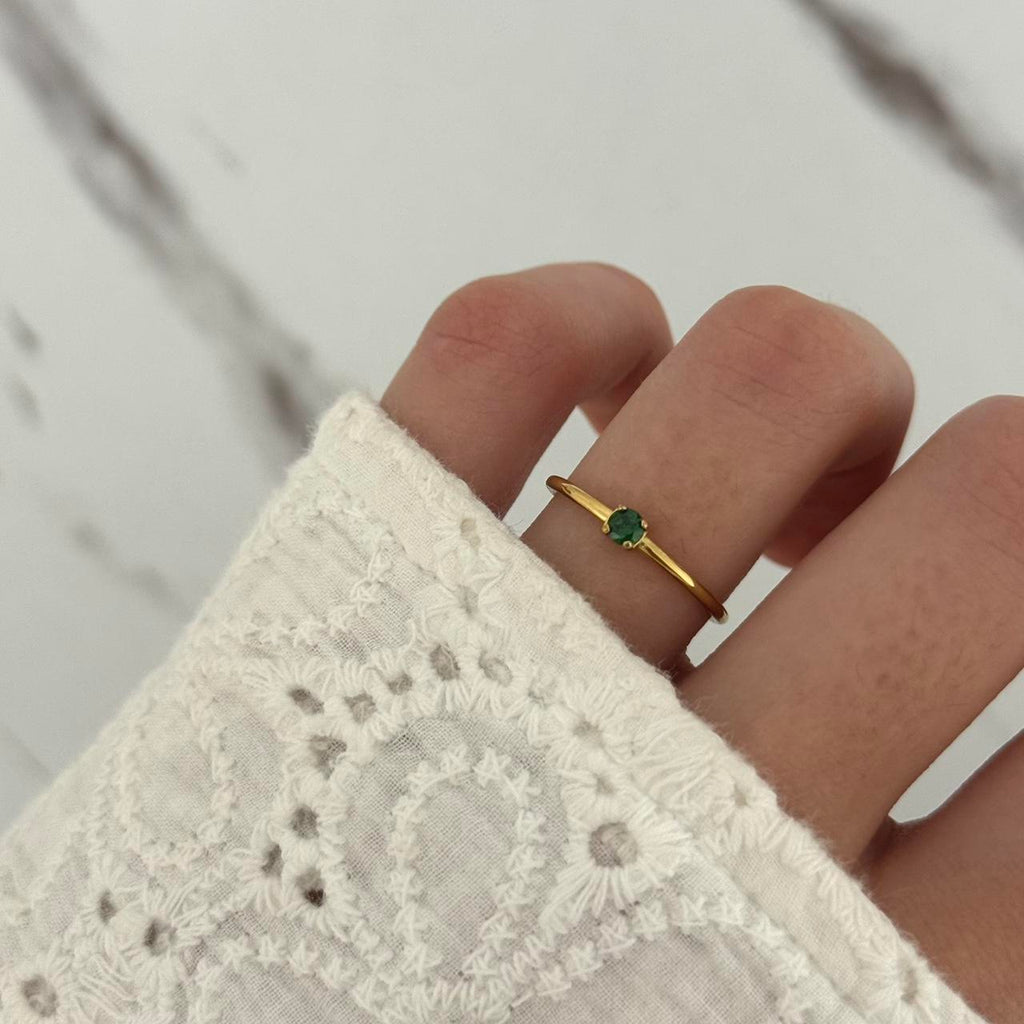Gold/Green Zircon Stone Ring