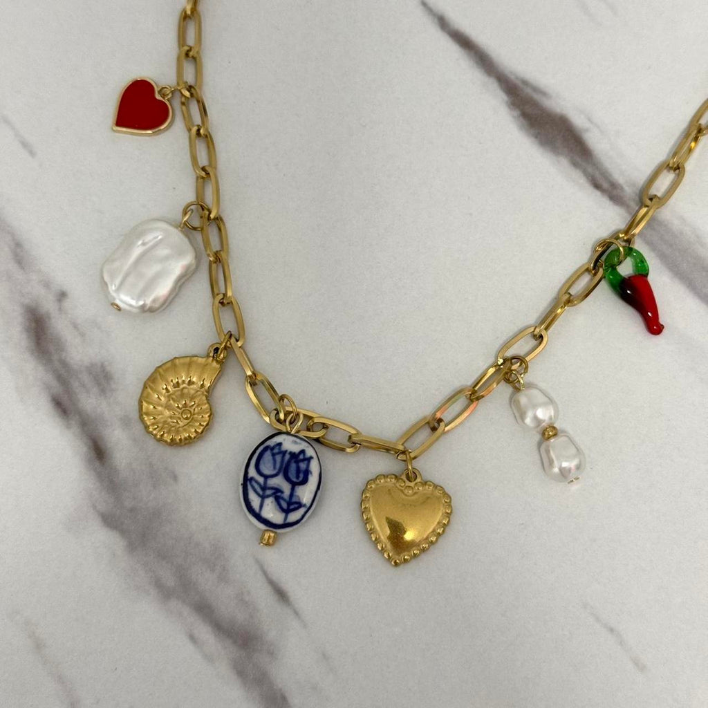 Gold Multicolour Pedants Chain Neacklace