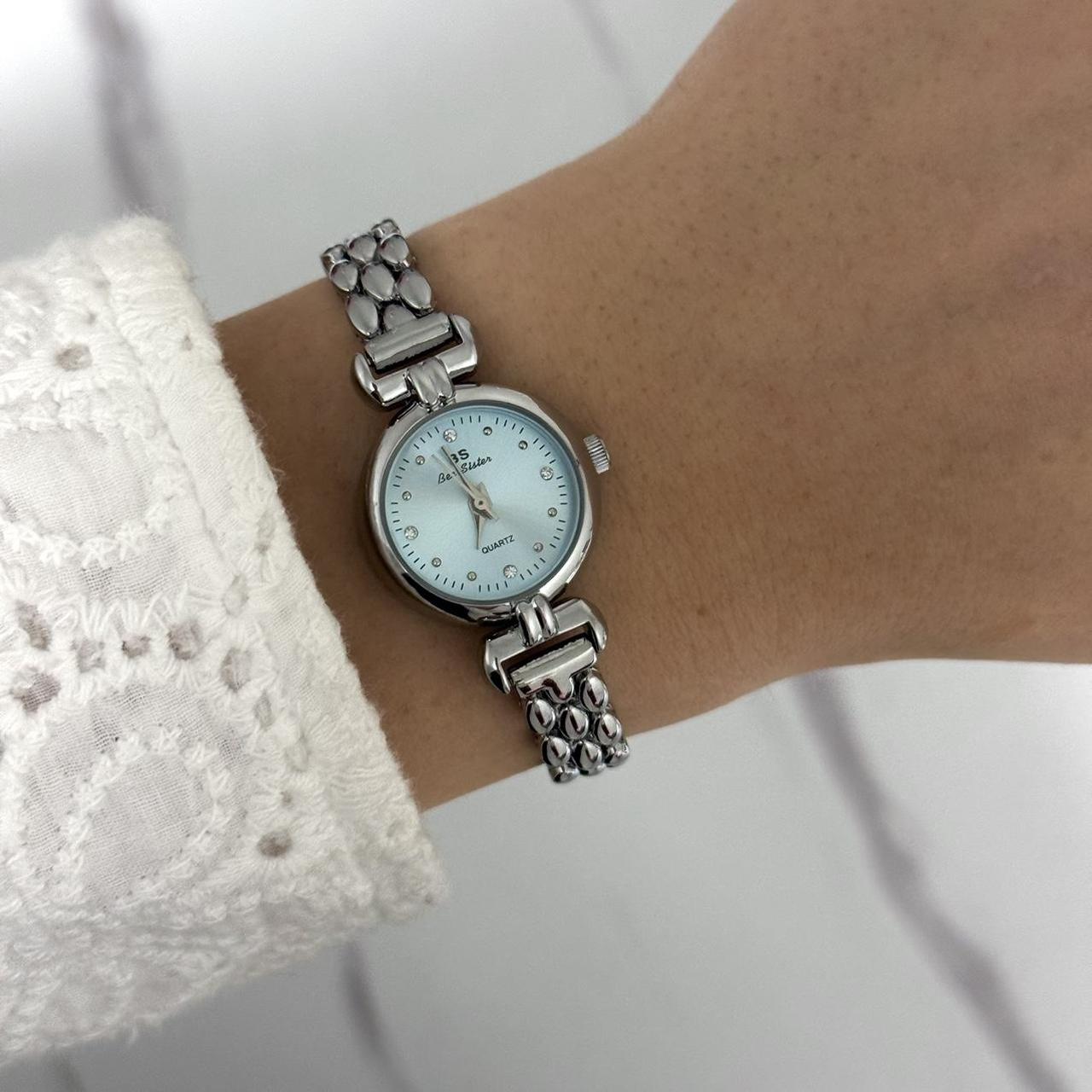 Mini Silver Baby Blue Watch Bracelet