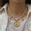 Pearl/Gold Charms Chain Necklace