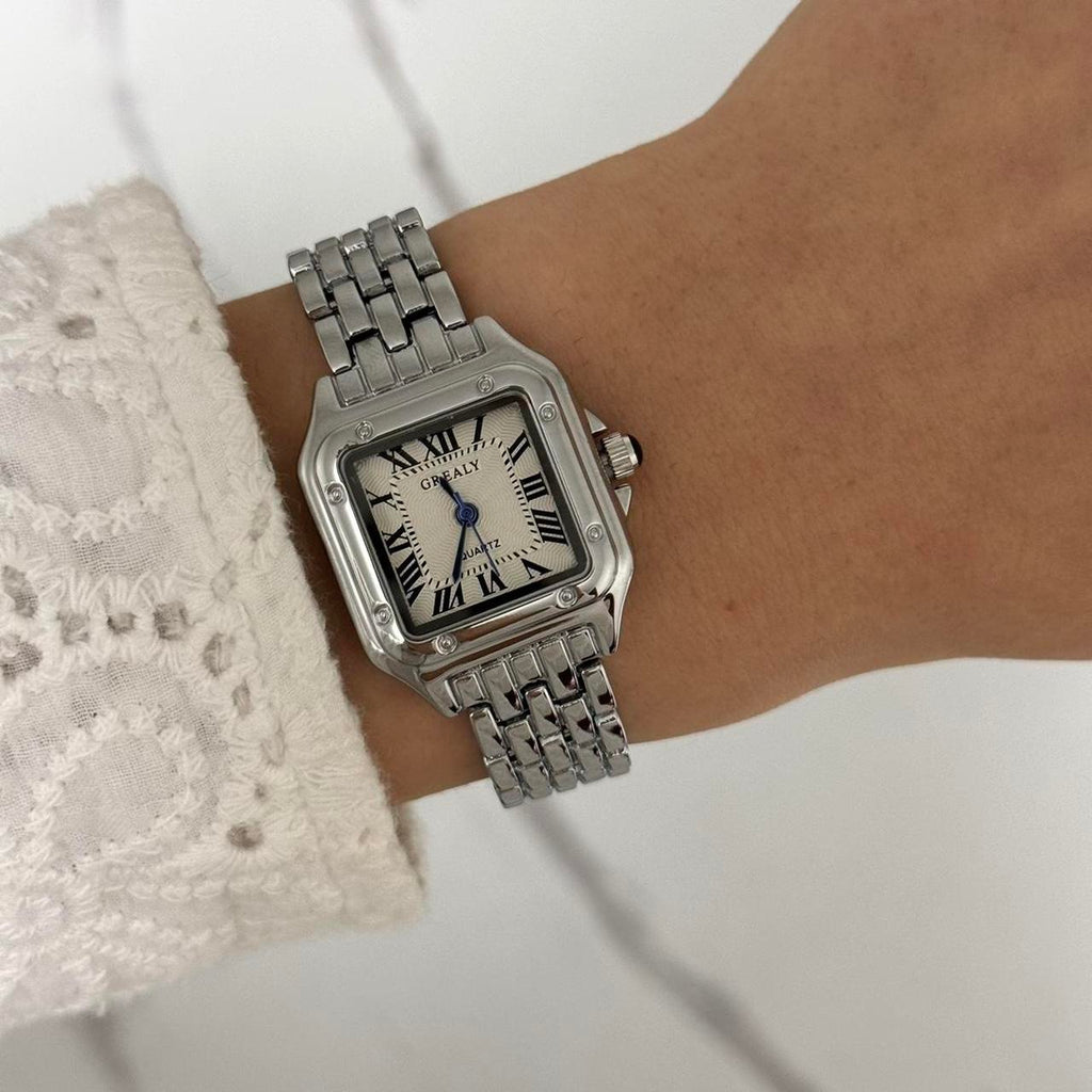 Vintage Style Square Silver Watch