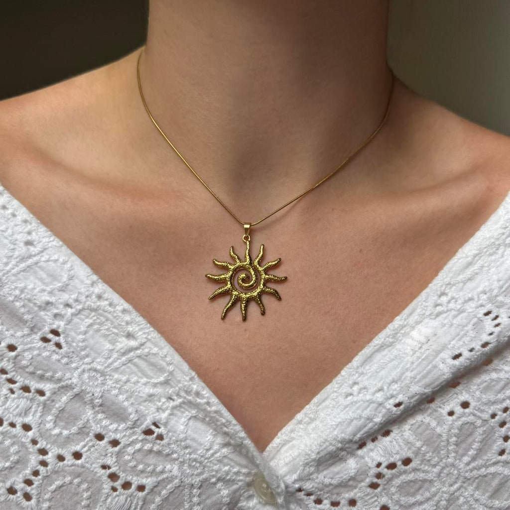 Gold Sun Pedant Necklace
