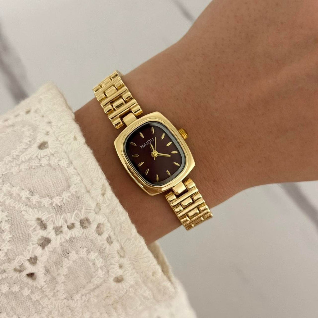 Gold/Burgundy Mini Watch