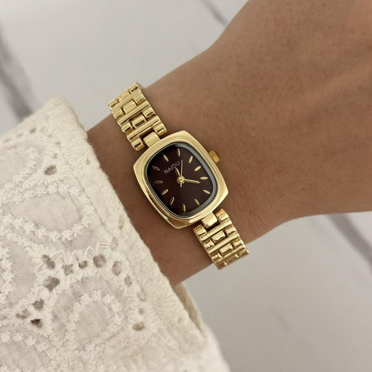Gold/Burgundy Mini Watch