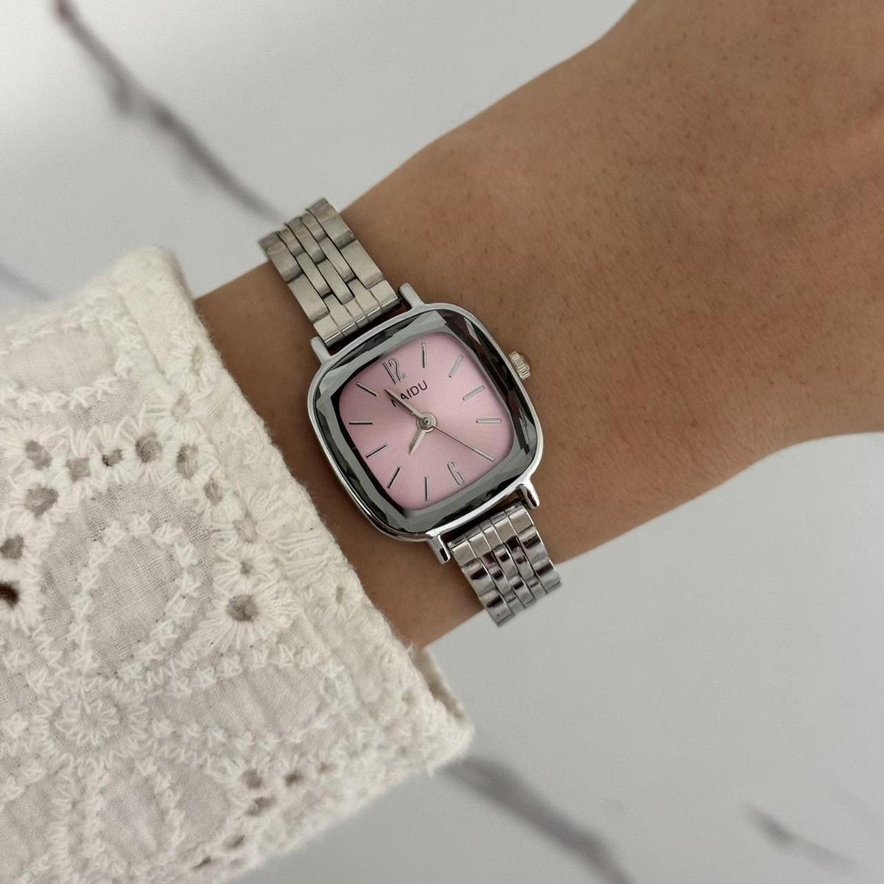 Cute ,vintage style , silver / pink watch bracelet