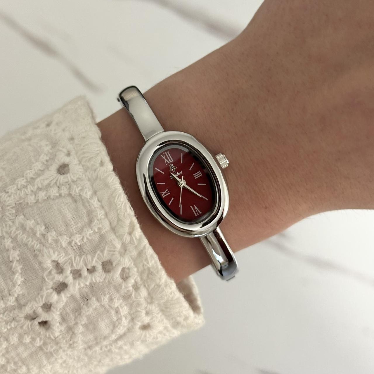 Silver Burgundy Red Watch Catalina