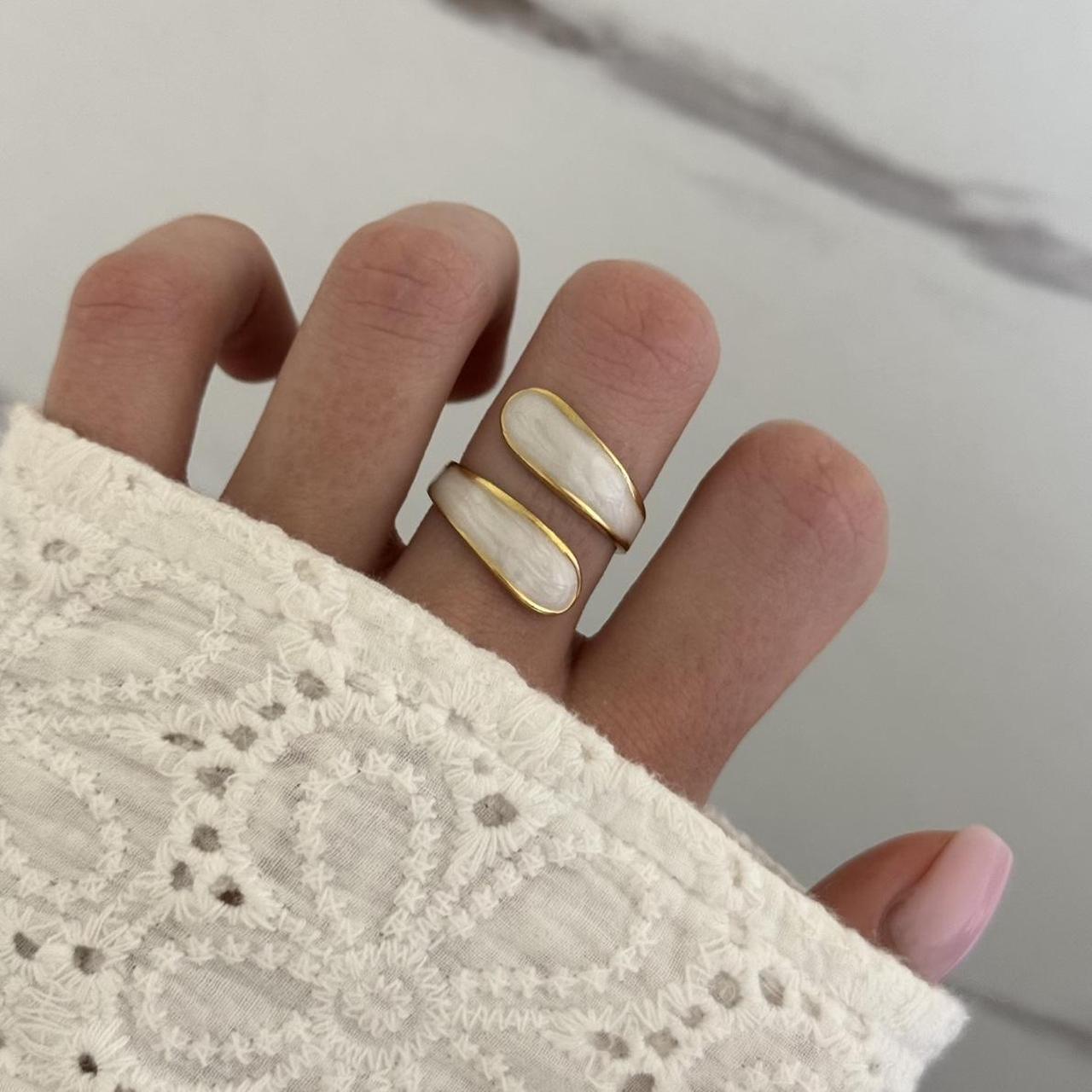Gold White Drop Ring