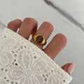 Gold Ring Brown Tiger Stone