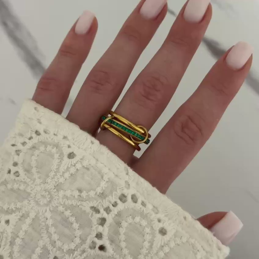 Gold Green Zircon Stone Ring