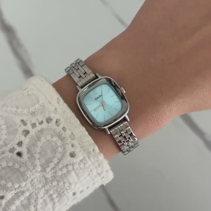 Square Silver/Blue Watch