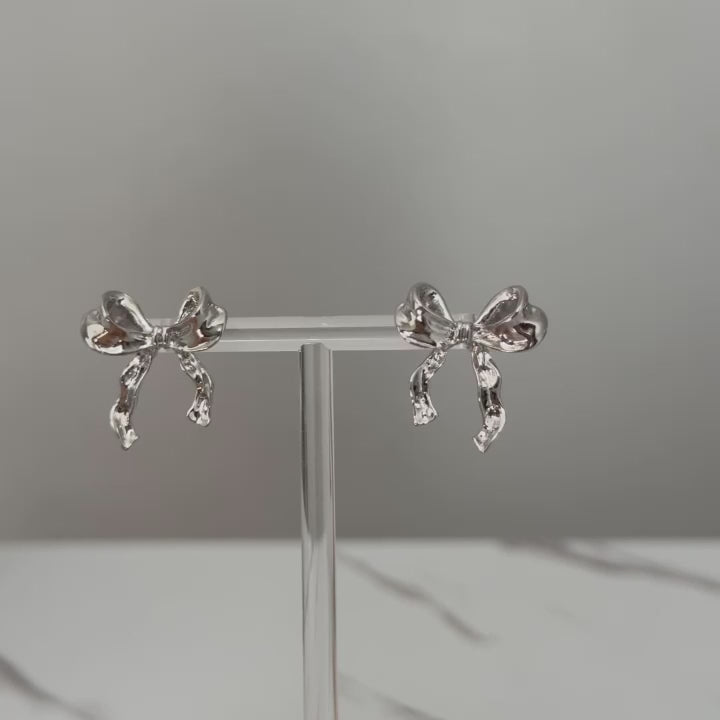 Silver Bow Earrings
