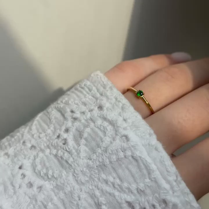 Gold/Green Zircon Stone Ring