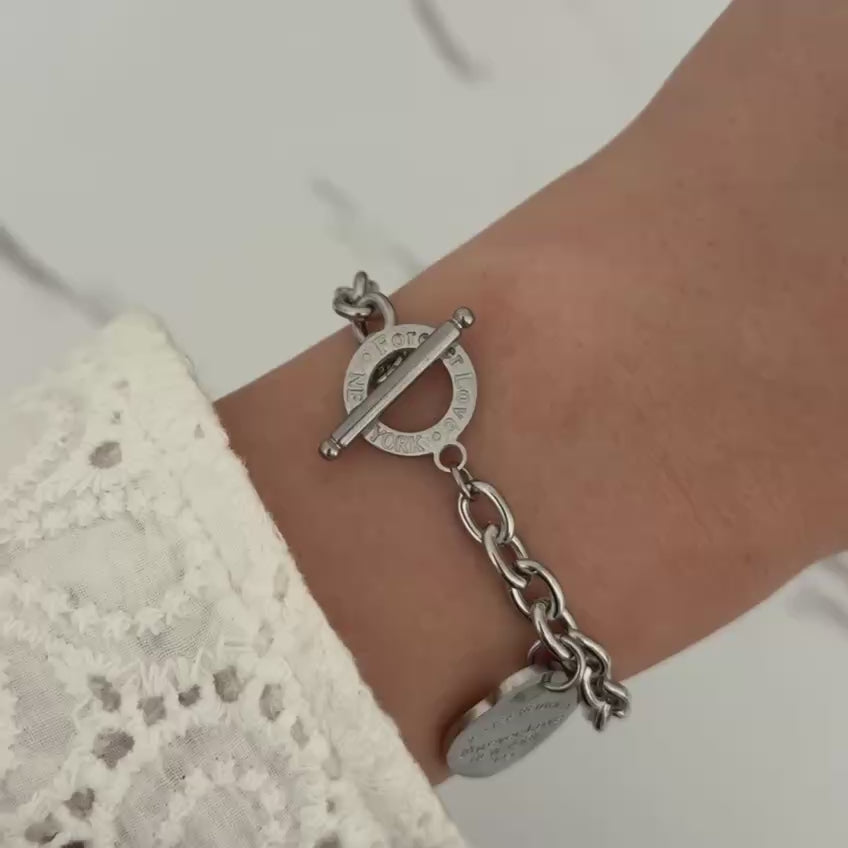 Silver Bracelet Pendant Forever Love New-York