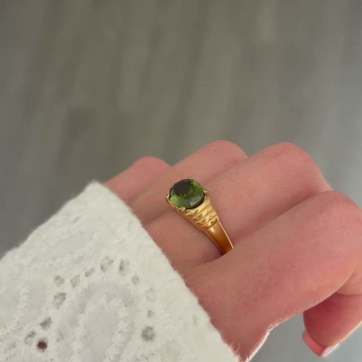 Vintage Vibe Green Zircon Stone Ring