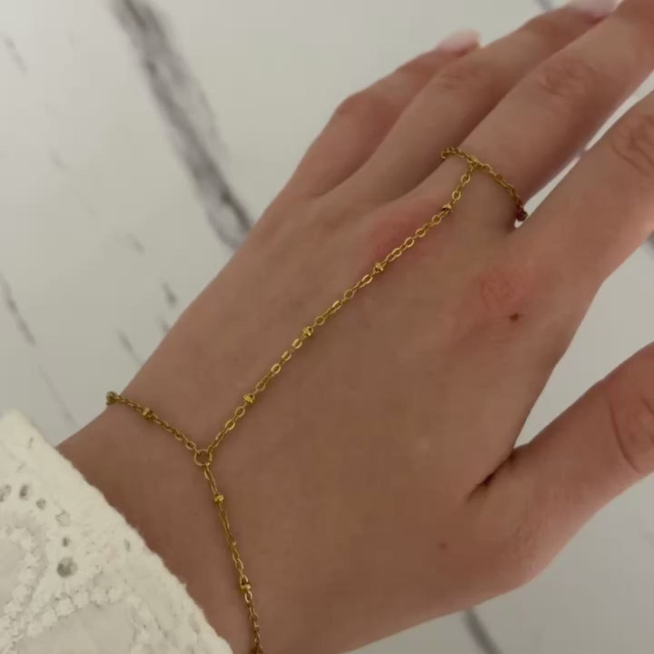 Gold Chain Ring Bracelet