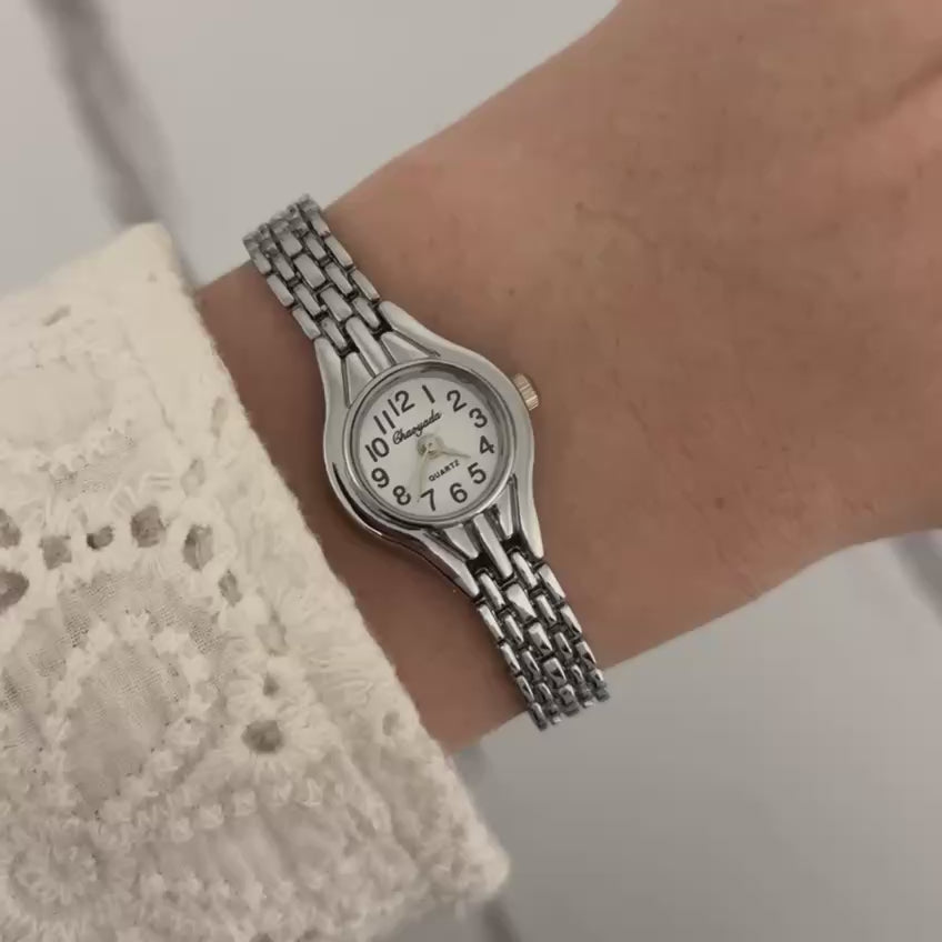 Vintage style Silver/White Watch Bracelet