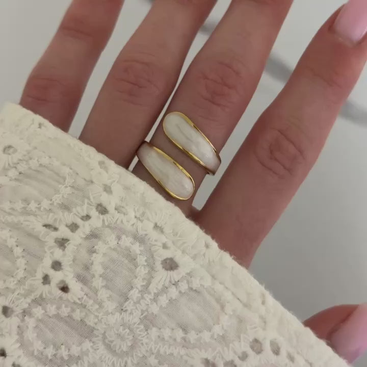 Gold White Drop Ring